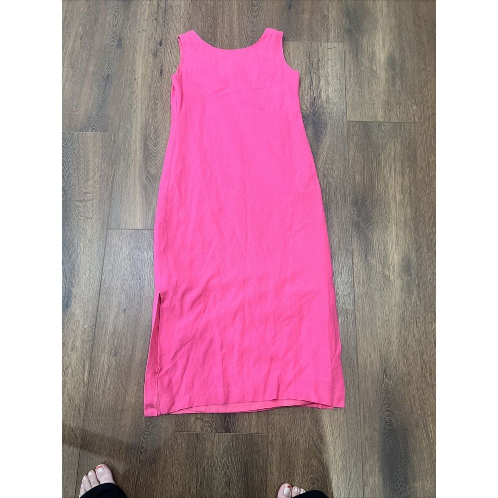 Jessica Howard Dress Women's Size 4P Pink Linen Blend Sleeveless Barbie - Picture 2 of 7